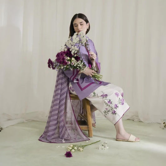 Lavender - Stitched 3 Pc Suit