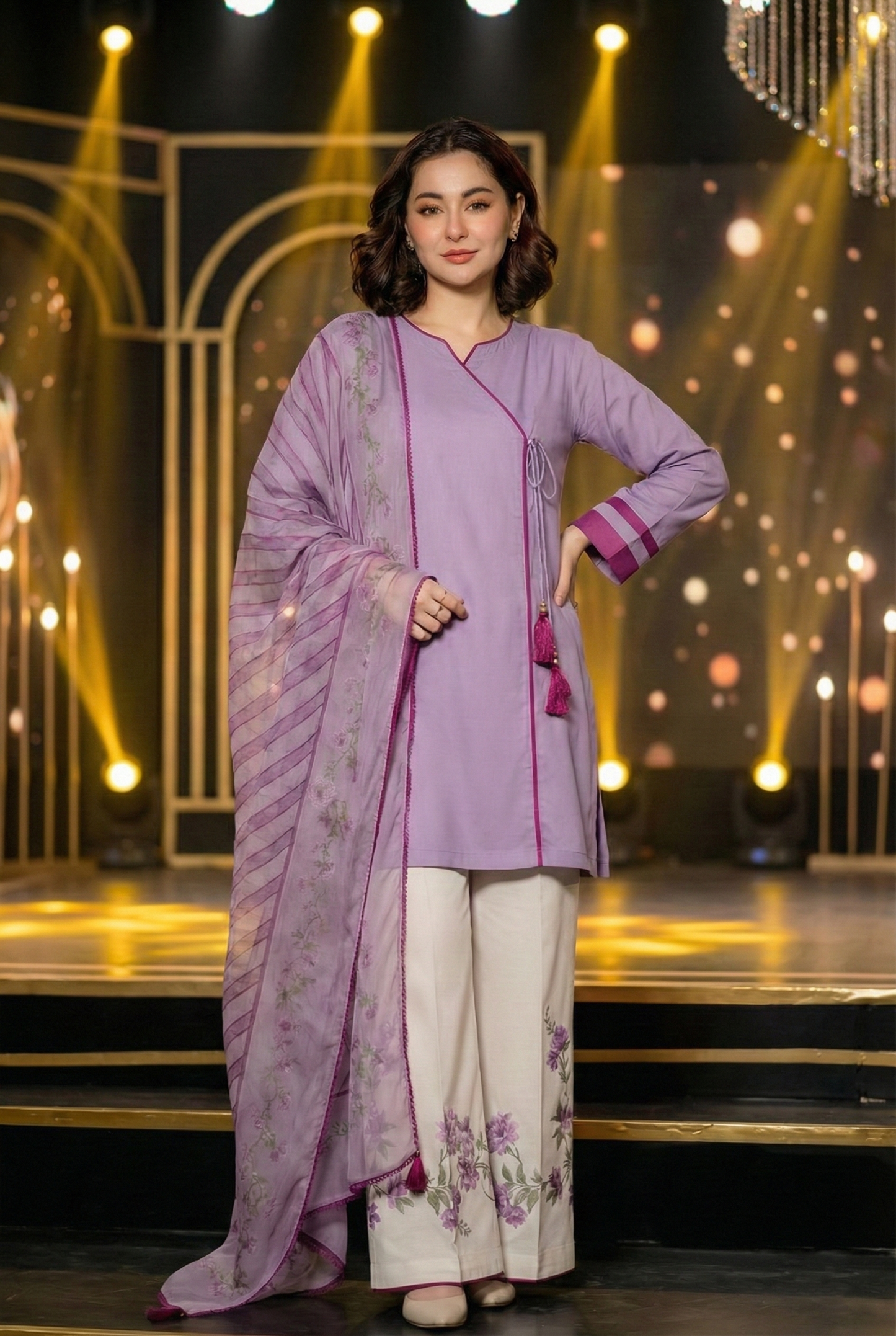 Hania Premium Stitched 3 Piece Suit