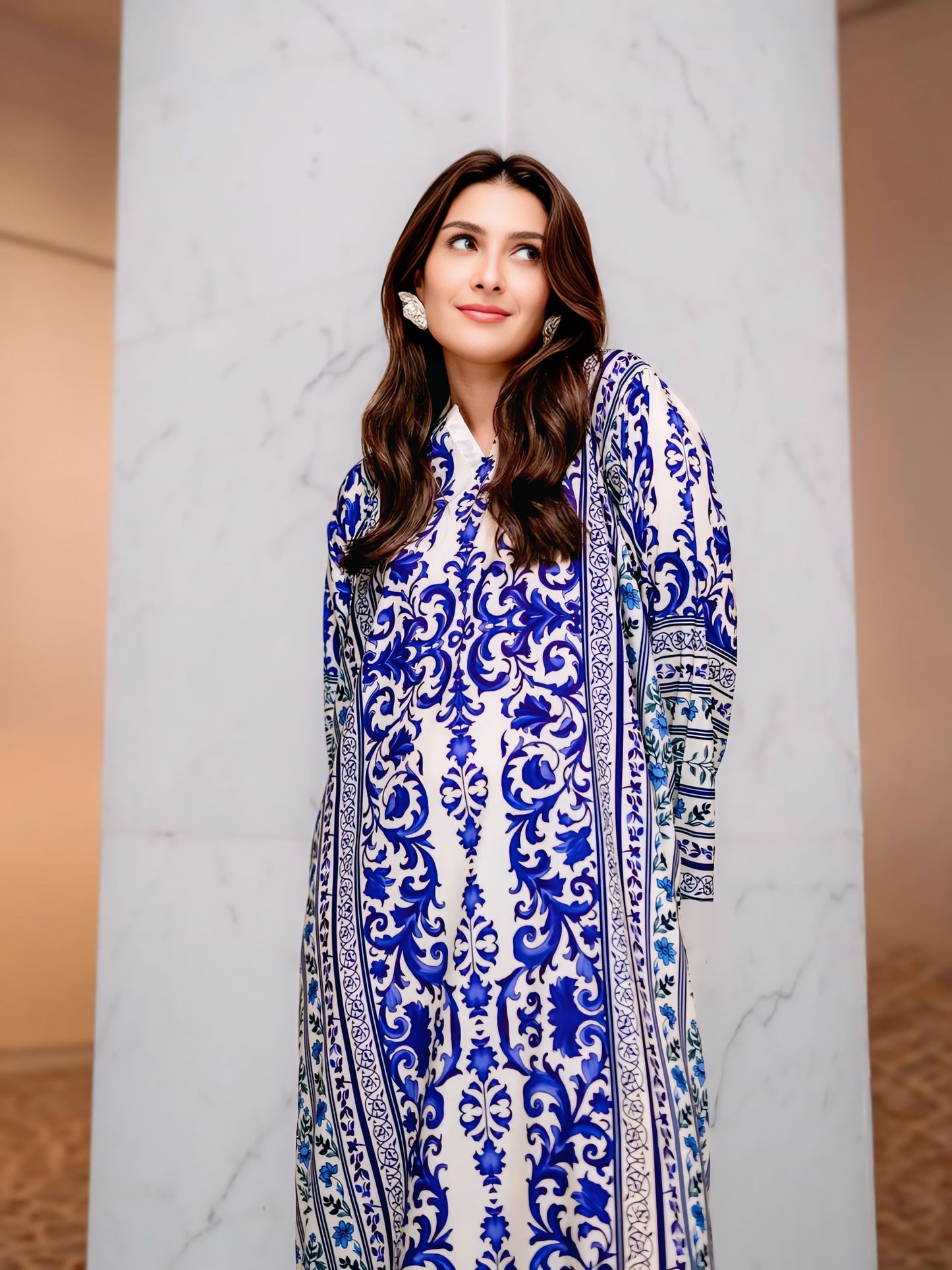 SuperStar - 2PC Winter Printed Kaftaan