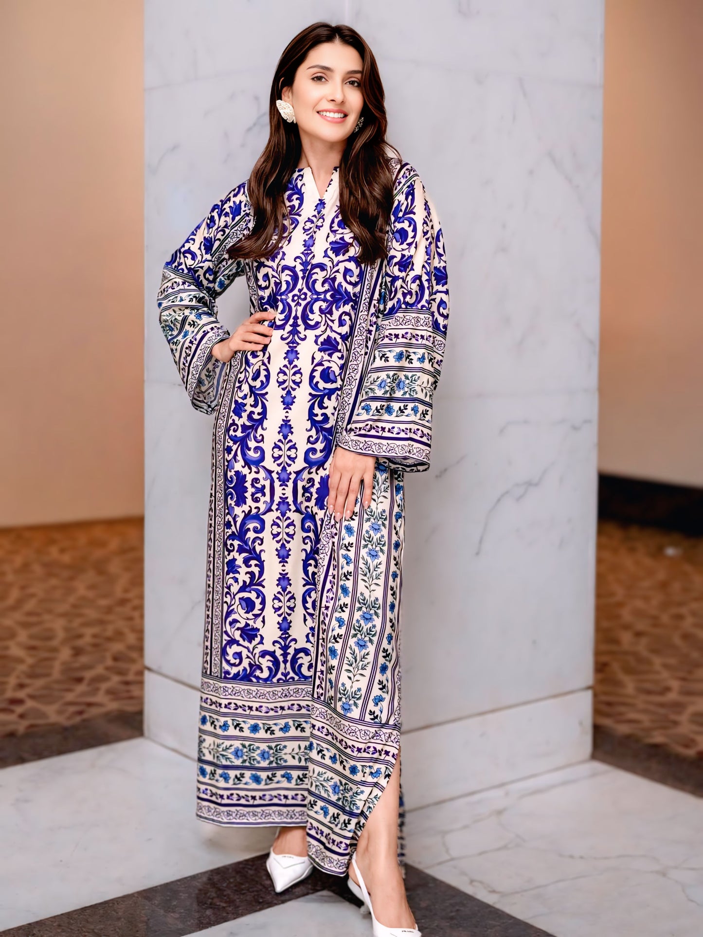 SuperStar - 2PC Winter Printed Kaftaan