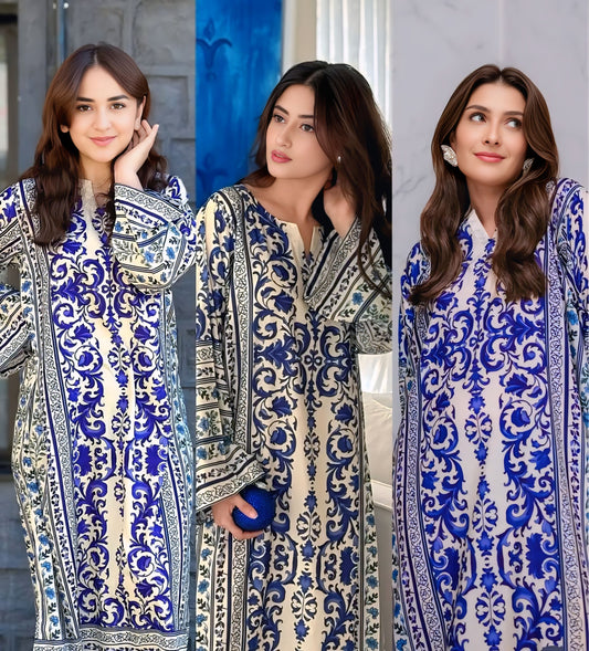 SuperStar - 2PC Winter Printed Kaftaan