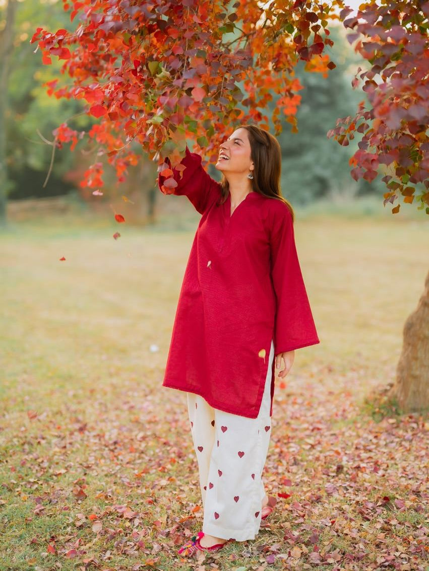 RED HEARTS Stitched 2PC