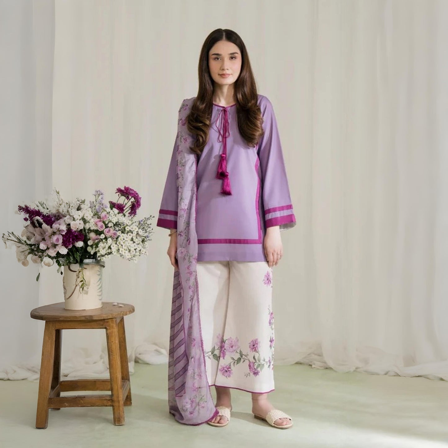 Lavender - Stitched 3 Pc Suit