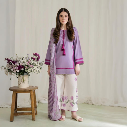 Lavender - Stitched 3 Pc Suit