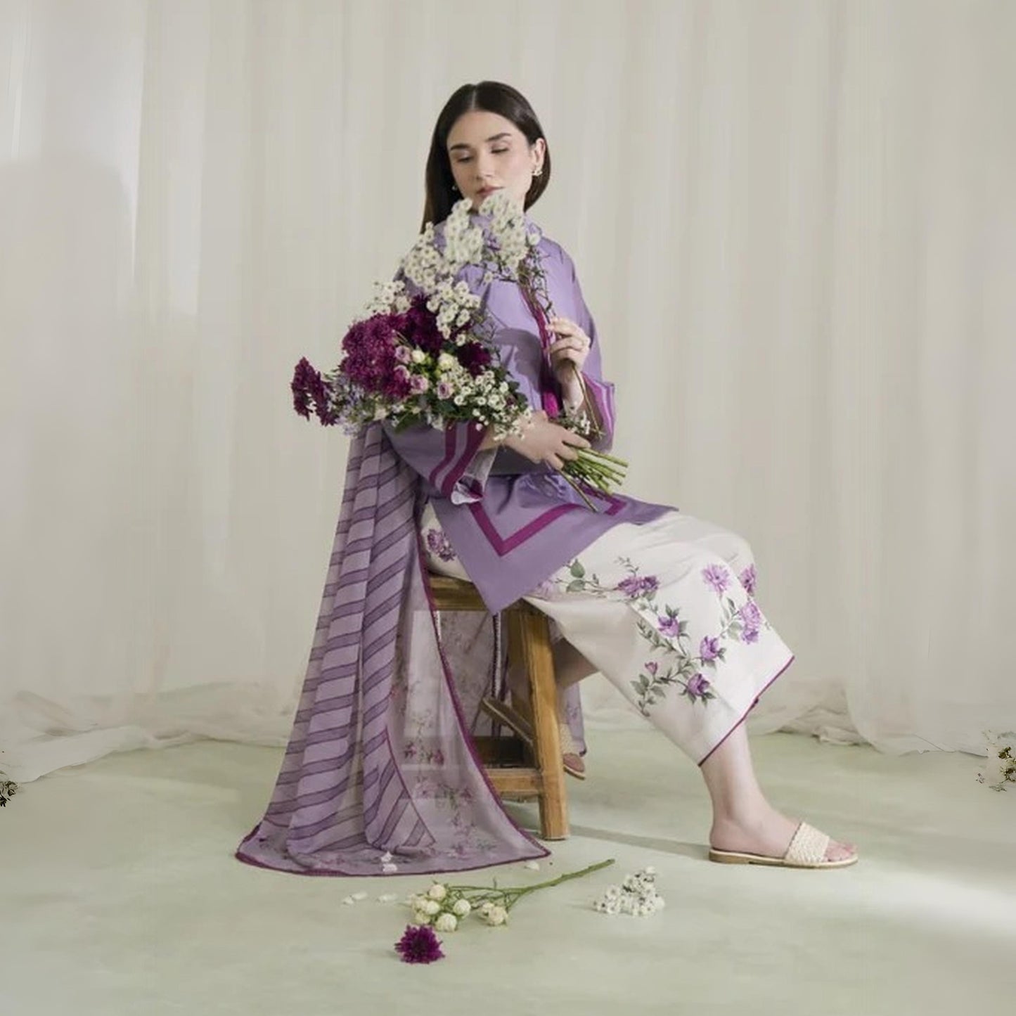 Lavender - Stitched 3 Pc Suit